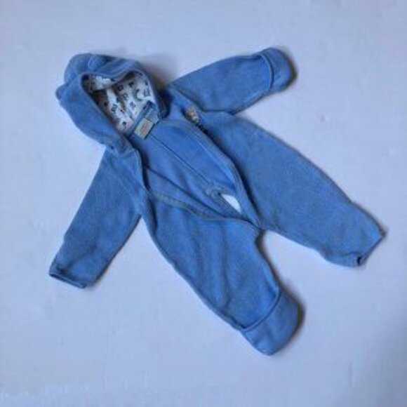 William Sonoma Blue Fleece Boys Snowsuit/Jackey/Coat 0-3 months - Picture 4 of 6